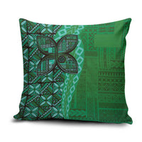 Samoan Pacific Tribal Flower Geometric Art Tattoos Pillow Cover Siapo Pattern Emerald Glow LT03 Green - Polynesian Pride