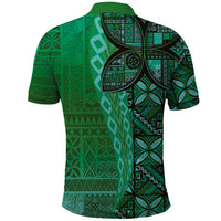 Samoan Pacific Tribal Flower Geometric Art Tattoos Polo Shirt Siapo Pattern Emerald Glow LT03 - Polynesian Pride