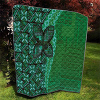 Samoan Pacific Tribal Flower Geometric Art Tattoos Quilt Siapo Pattern Emerald Glow LT03 - Polynesian Pride