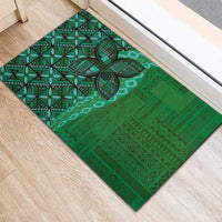 Samoan Pacific Tribal Flower Geometric Art Tattoos Rubber Doormat Siapo Pattern Emerald Glow LT03 - Polynesian Pride