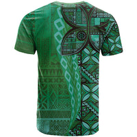 Samoan Pacific Tribal Flower Geometric Art Tattoos T Shirt Siapo Pattern Emerald Glow LT03 - Polynesian Pride