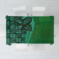 Samoan Pacific Tribal Flower Geometric Art Tattoos Tablecloth Siapo Pattern Emerald Glow LT03 Green - Polynesian Pride