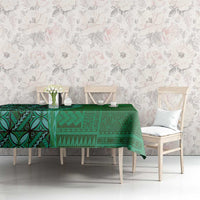 Samoan Pacific Tribal Flower Geometric Art Tattoos Tablecloth Siapo Pattern Emerald Glow LT03 - Polynesian Pride