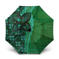 Samoan Pacific Tribal Flower Geometric Art Tattoos Umbrella Siapo Pattern Emerald Glow LT03 One Size Folded 11.42 inch Opened Diameter 37.4 inch Green - Polynesian Pride