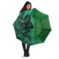 Samoan Pacific Tribal Flower Geometric Art Tattoos Umbrella Siapo Pattern Emerald Glow LT03 - Polynesian Pride