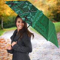 Samoan Pacific Tribal Flower Geometric Art Tattoos Umbrella Siapo Pattern Emerald Glow LT03 - Polynesian Pride