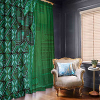 Samoan Pacific Tribal Flower Geometric Art Tattoos Window Curtain Siapo Pattern Emerald Glow LT03 - Polynesian Pride