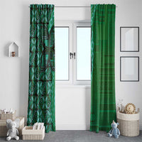 Samoan Pacific Tribal Flower Geometric Art Tattoos Window Curtain Siapo Pattern Emerald Glow LT03 - Polynesian Pride