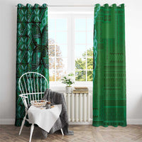 Samoan Pacific Tribal Flower Geometric Art Tattoos Window Curtain Siapo Pattern Emerald Glow LT03 - Polynesian Pride