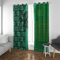 Samoan Pacific Tribal Flower Geometric Art Tattoos Window Curtain Siapo Pattern Emerald Glow LT03 With Grommets Green - Polynesian Pride