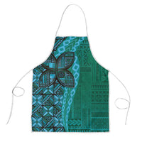 Samoan Pacific Tribal Flower Geometric Art Tattoos Apron Siapo Pattern Turquoise Tide LT03 Turquoise - Polynesian Pride