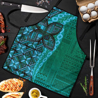 Samoan Pacific Tribal Flower Geometric Art Tattoos Apron Siapo Pattern Turquoise Tide LT03 Turquoise - Polynesian Pride