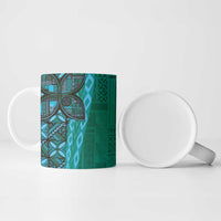 Samoan Pacific Tribal Flower Geometric Art Tattoos Ceramic Mug Siapo Pattern Turquoise Tide LT03 - Polynesian Pride