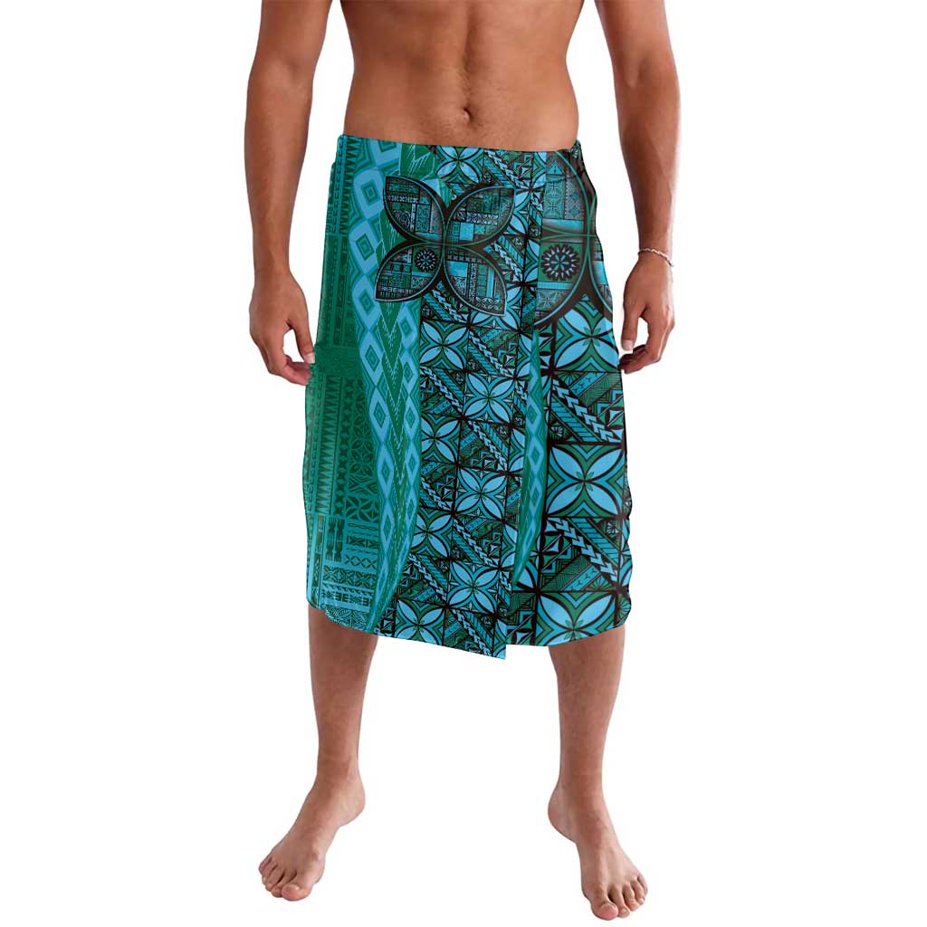 Samoan Pacific Tribal Flower Geometric Art Tattoos Lavalava Siapo Pattern Turquoise Tide LT03 Turquoise - Polynesian Pride