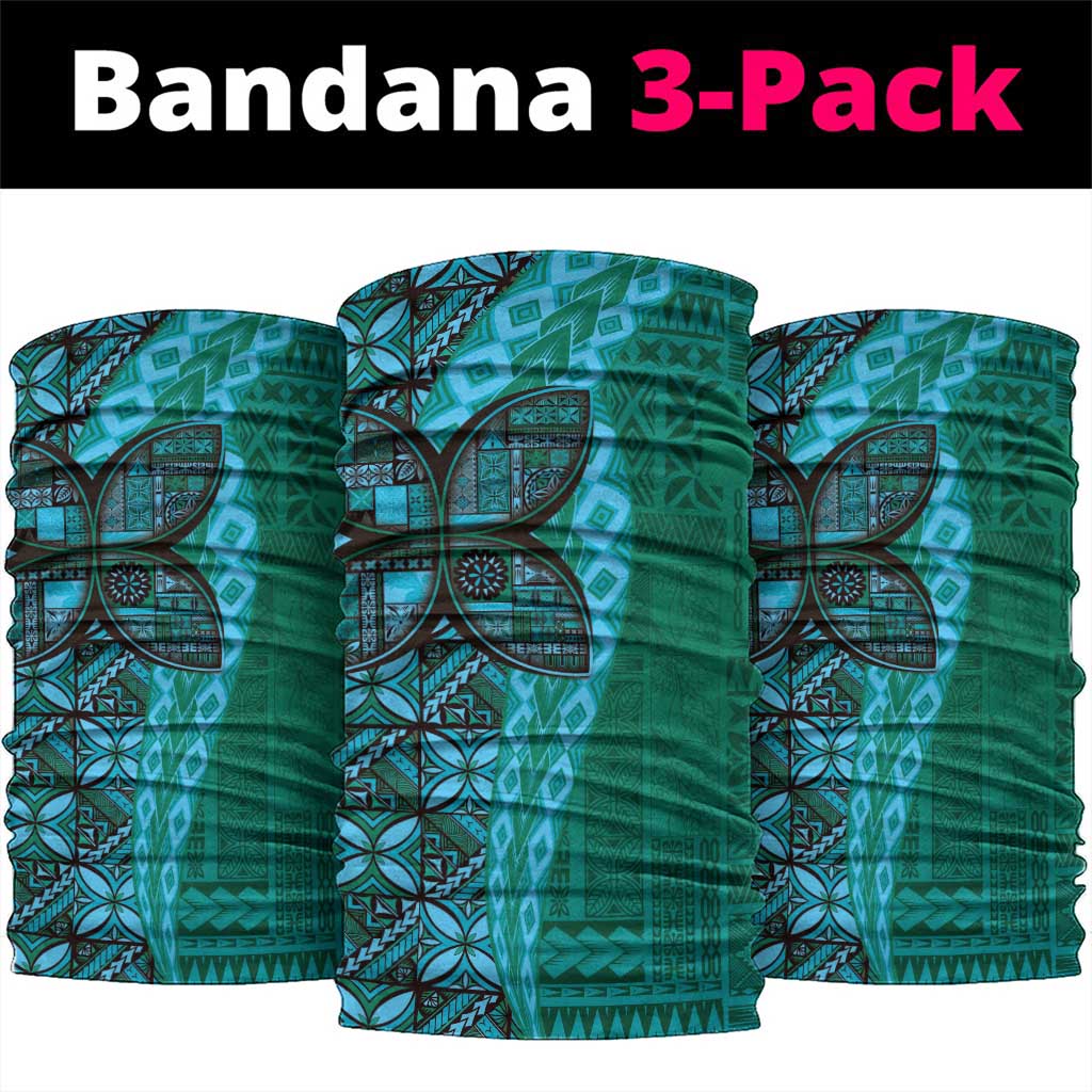 Samoan Pacific Tribal Flower Geometric Art Tattoos Neck Gaiter Siapo Pattern Turquoise Tide LT03 package One Size: 25*50cm Turquoise - Polynesian Pride