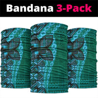 Samoan Pacific Tribal Flower Geometric Art Tattoos Neck Gaiter Siapo Pattern Turquoise Tide LT03 package One Size: 25*50cm Turquoise - Polynesian Pride