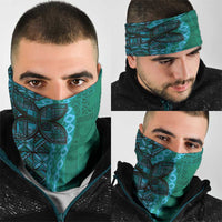 Samoan Pacific Tribal Flower Geometric Art Tattoos Neck Gaiter Siapo Pattern Turquoise Tide LT03 - Polynesian Pride