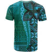 Samoan Pacific Tribal Flower Geometric Art Tattoos T Shirt Siapo Pattern Turquoise Tide LT03 - Polynesian Pride