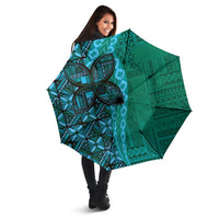 Samoan Pacific Tribal Flower Geometric Art Tattoos Umbrella Siapo Pattern Turquoise Tide LT03 - Polynesian Pride