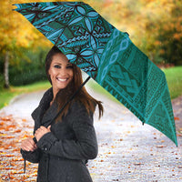 Samoan Pacific Tribal Flower Geometric Art Tattoos Umbrella Siapo Pattern Turquoise Tide LT03 - Polynesian Pride