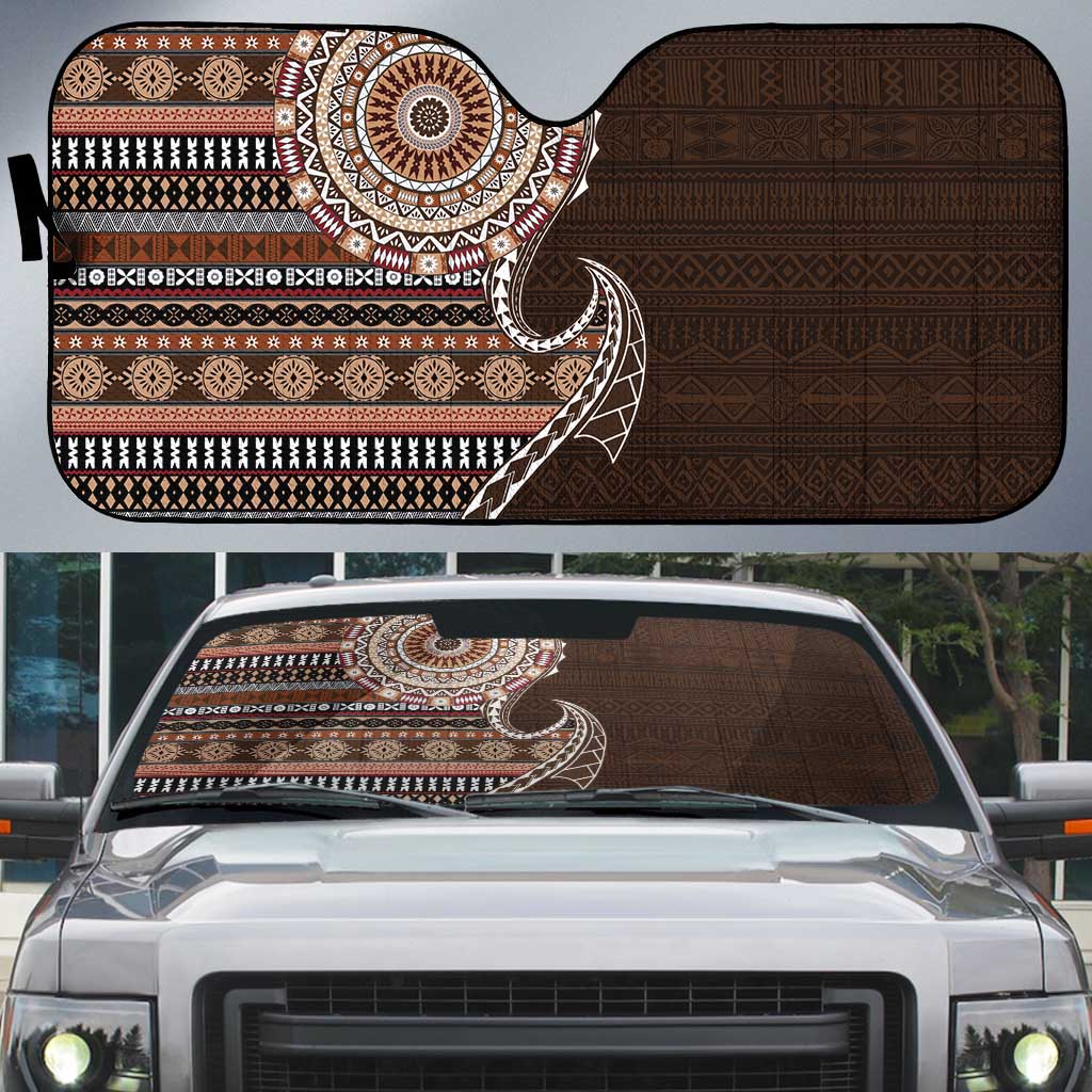 Fijian Masi Tribal Tattoos Art Pattern Auto Sun Shade Brown Color Half Style LT03 Brown - Polynesian Pride