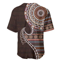 Fijian Masi Tribal Tattoos Art Pattern Baseball Jersey Brown Color Half Style LT03 - Polynesian Pride