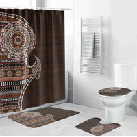 Fijian Masi Tribal Tattoos Art Pattern Bathroom Set Brown Color Half Style LT03 Bathroom Set (4 pcs) Brown - Polynesian Pride