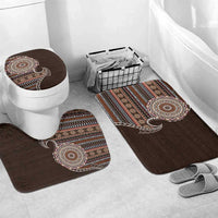 Fijian Masi Tribal Tattoos Art Pattern Bathroom Set Brown Color Half Style LT03 Mat Set (3 pcs – No Curtain Included) One Size Brown - Polynesian Pride