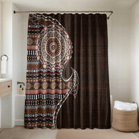 Fijian Masi Tribal Tattoos Art Pattern Bathroom Set Brown Color Half Style LT03 Shower Curtain (No Mats Included) Brown - Polynesian Pride
