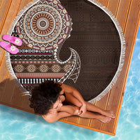 Fijian Masi Tribal Tattoos Art Pattern Beach Blanket Brown Color Half Style LT03 - Polynesian Pride
