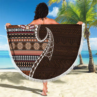 Fijian Masi Tribal Tattoos Art Pattern Beach Blanket Brown Color Half Style LT03 - Polynesian Pride