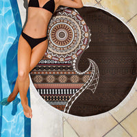 Fijian Masi Tribal Tattoos Art Pattern Beach Blanket Brown Color Half Style LT03 - Polynesian Pride