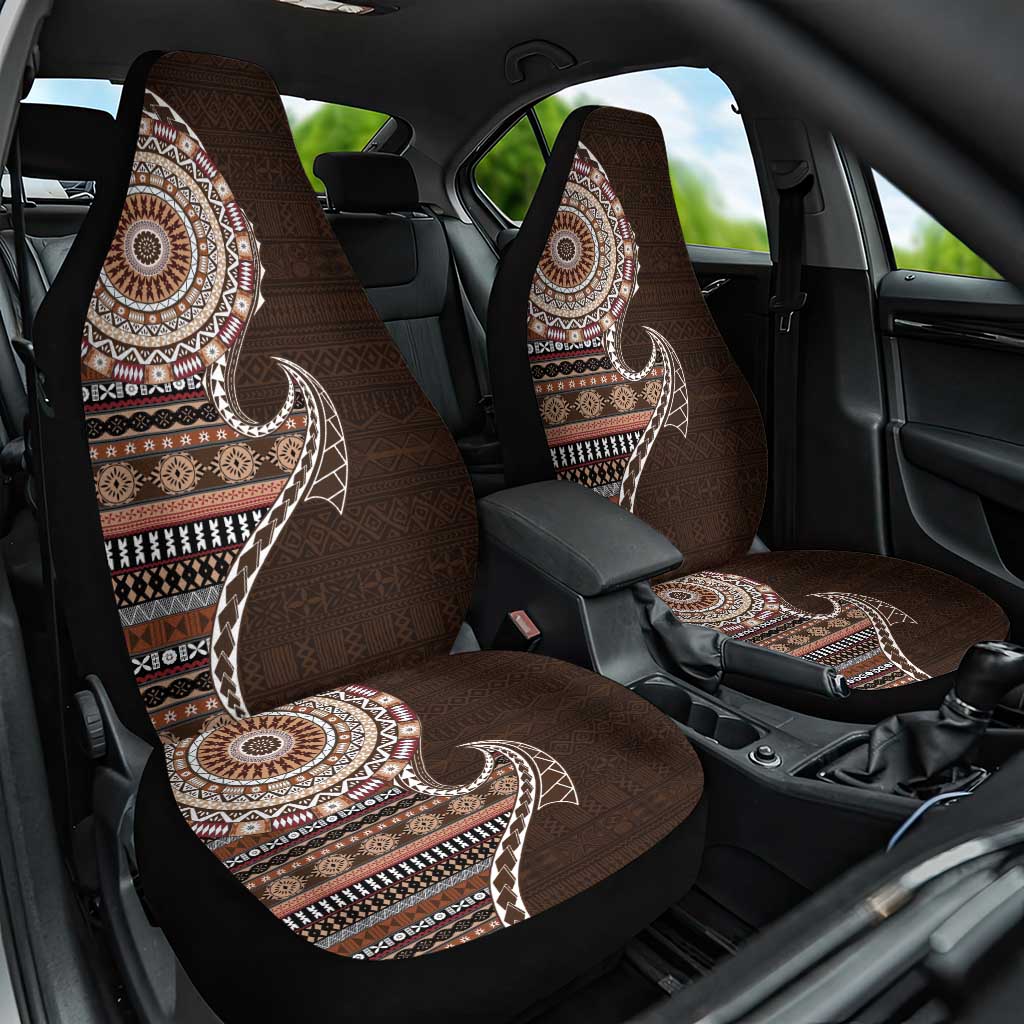 Fijian Masi Tribal Tattoos Art Pattern Car Seat Cover Brown Color Half Style LT03 One Size Brown - Polynesian Pride