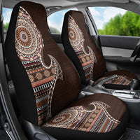 Fijian Masi Tribal Tattoos Art Pattern Car Seat Cover Brown Color Half Style LT03 - Polynesian Pride