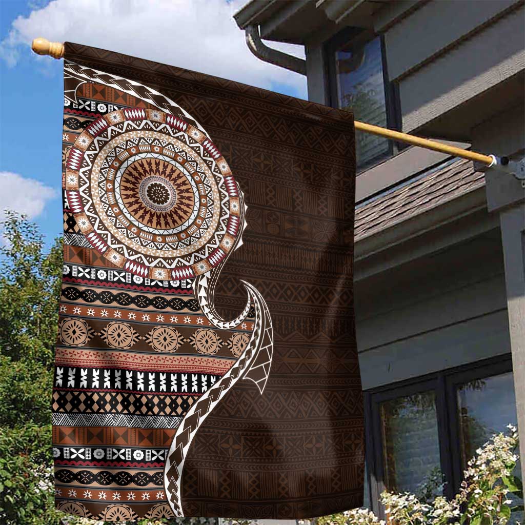 Fijian Masi Tribal Tattoos Art Pattern Garden Flag Brown Color Half Style LT03 - Polynesian Pride