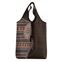 Fijian Masi Tribal Tattoos Art Pattern Grocery Bag Brown Color Half Style LT03 - Polynesian Pride