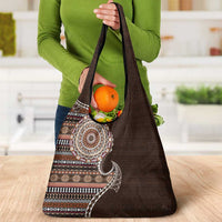 Fijian Masi Tribal Tattoos Art Pattern Grocery Bag Brown Color Half Style LT03 - Polynesian Pride