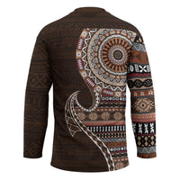 Fijian Masi Tribal Tattoos Art Pattern Hockey Jersey Brown Color Half Style LT03 - Polynesian Pride