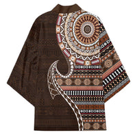 Fijian Masi Tribal Tattoos Art Pattern Kimono Brown Color Half Style LT03 - Polynesian Pride