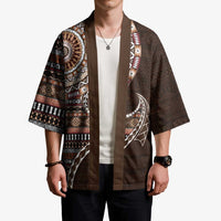 Fijian Masi Tribal Tattoos Art Pattern Kimono Brown Color Half Style LT03 - Polynesian Pride