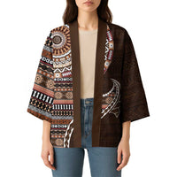 Fijian Masi Tribal Tattoos Art Pattern Kimono Brown Color Half Style LT03 - Polynesian Pride