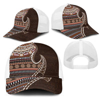 Fijian Masi Tribal Tattoos Art Pattern Mesh Trucker Cap Brown Color Half Style LT03 - Polynesian Pride