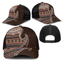 Fijian Masi Tribal Tattoos Art Pattern Mesh Trucker Cap Brown Color Half Style LT03 - Polynesian Pride