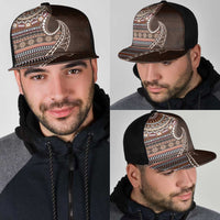 Fijian Masi Tribal Tattoos Art Pattern Mesh Trucker Cap Brown Color Half Style LT03 - Polynesian Pride
