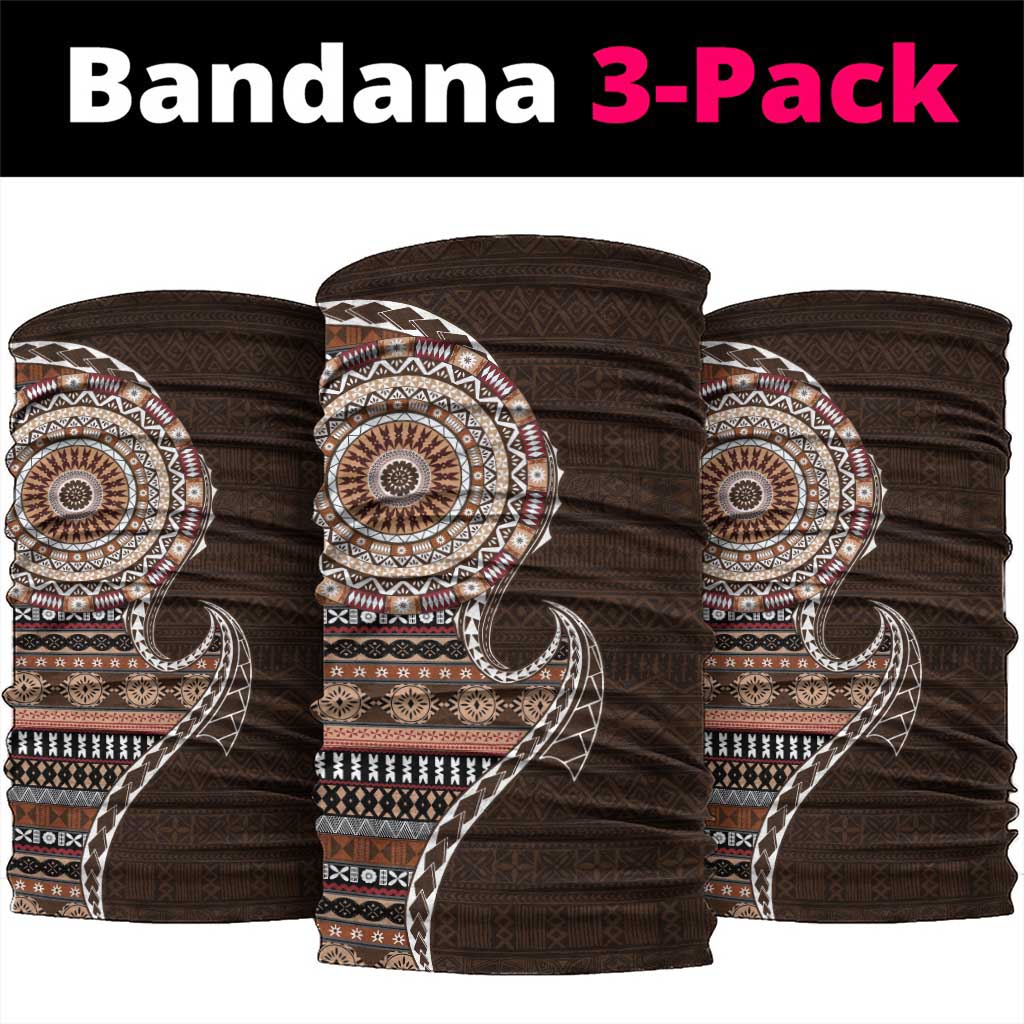 Fijian Masi Tribal Tattoos Art Pattern Neck Gaiter Brown Color Half Style LT03 package One Size: 25*50cm Brown - Polynesian Pride