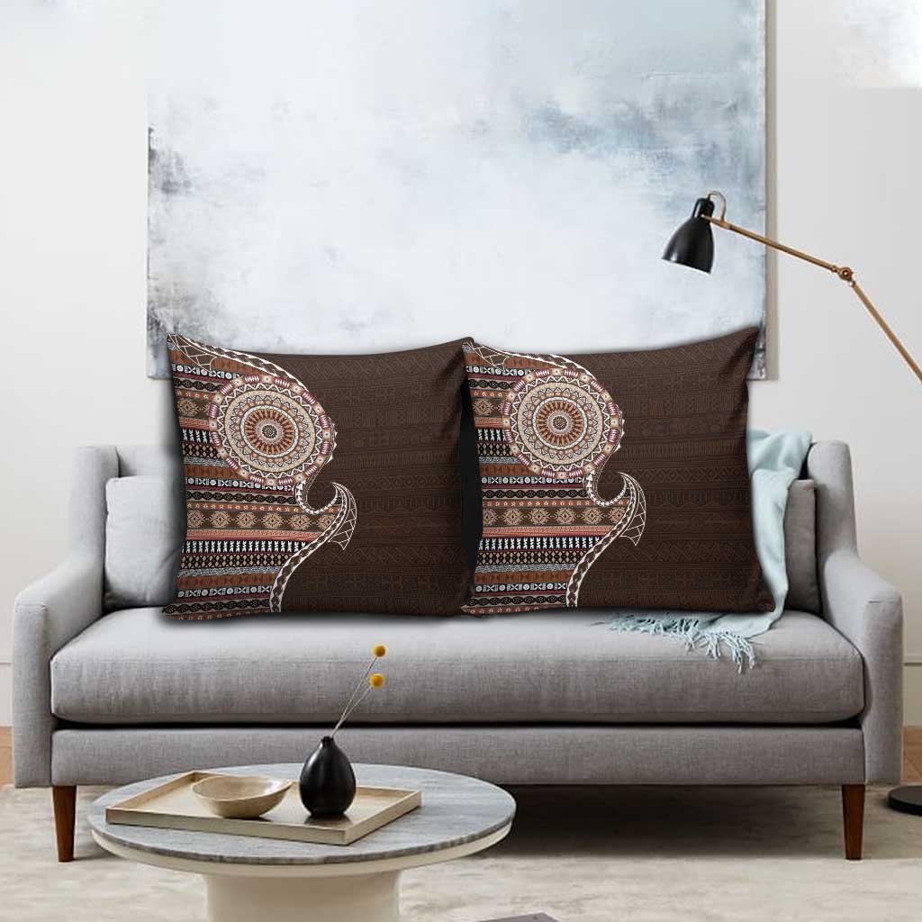 Fijian Masi Tribal Tattoos Art Pattern Pillow Cover Brown Color Half Style LT03 - Polynesian Pride