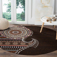 Fijian Masi Tribal Tattoos Art Pattern Round Carpet Brown Color Half Style LT03 - Polynesian Pride