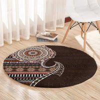 Fijian Masi Tribal Tattoos Art Pattern Round Carpet Brown Color Half Style LT03 - Polynesian Pride