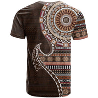 Fijian Masi Tribal Tattoos Art Pattern T Shirt Brown Color Half Style LT03 - Polynesian Pride