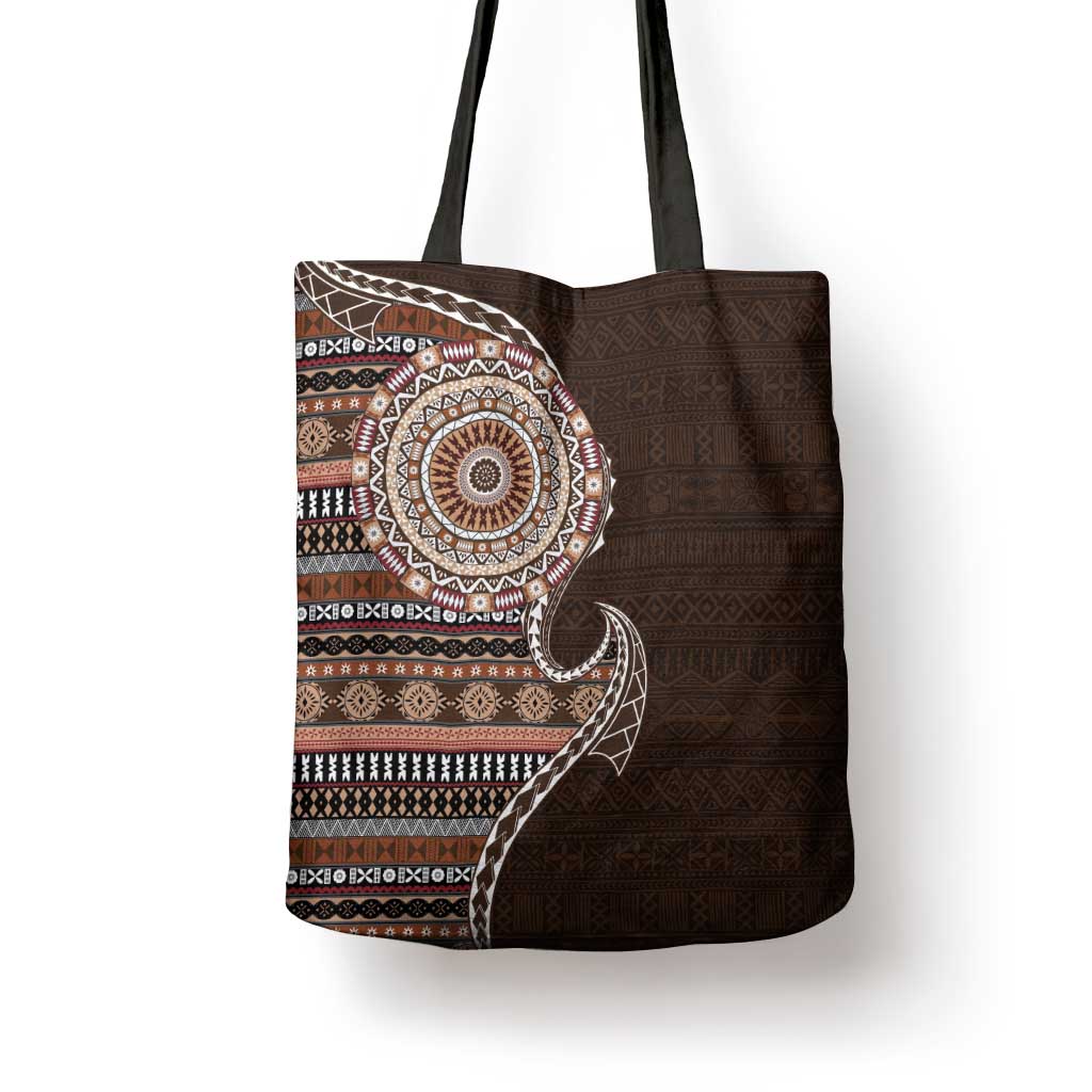 Fijian Masi Tribal Tattoos Art Pattern Tote Bag Brown Color Half Style LT03 - Polynesian Pride
